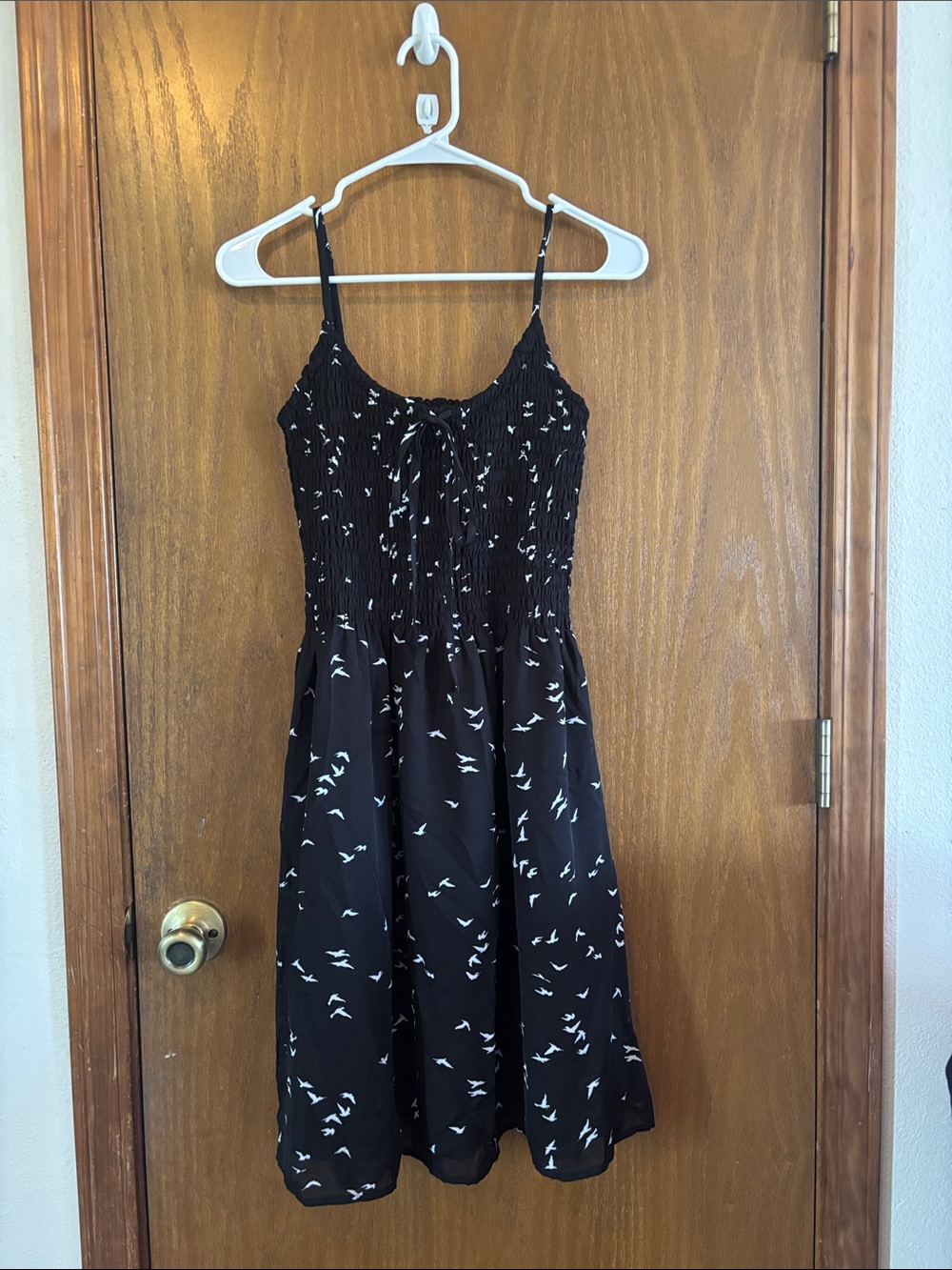 a.n.a Black Midi Sundress with White Bird Motif